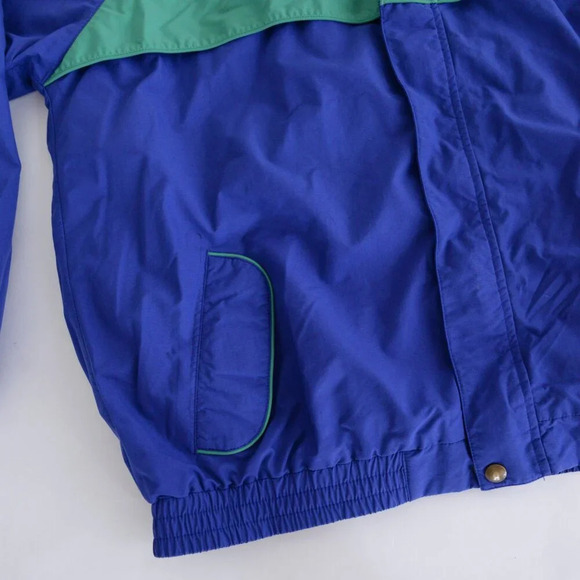 Vintage 90S Tourney Blue  And Green Lightweight Nautical Zip Up Nylon Jacket L - Picture 7 of 11